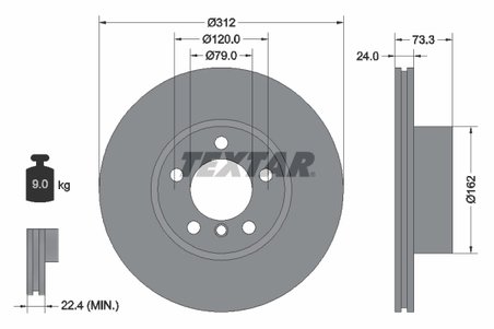 DISC FRANA TEXTAR 92261805 - Compatibil cu BMW, BMW (BRILLIANCE)