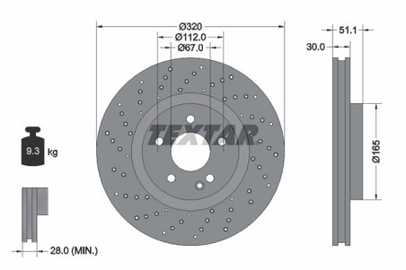 DISC FRANA TEXTAR 92262105 - Compatibil cu MERCEDES-BENZ, MERCEDES-BENZ (BBDC)
