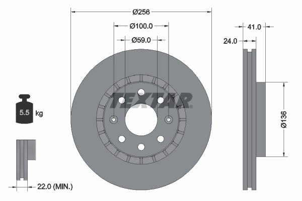 DISC FRANA TEXTAR 92263303 - Compatibil cu CHEVROLET, CHEVROLET (SGM), DAEWOO, PONTIAC