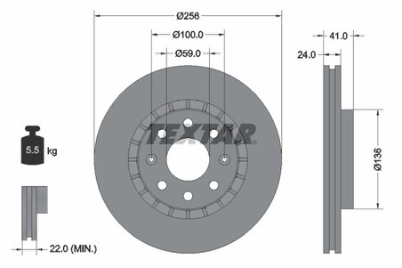 DISC FRANA TEXTAR 92263303 - Compatibil cu CHEVROLET, CHEVROLET (SGM), DAEWOO, PONTIAC