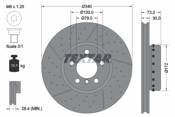 DISC FRANA TEXTAR 92265025 - Compatibil cu BMW, BMW (BRILLIANCE)