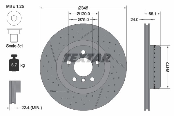 DISC FRANA TEXTAR 92265225 - Compatibil cu BMW