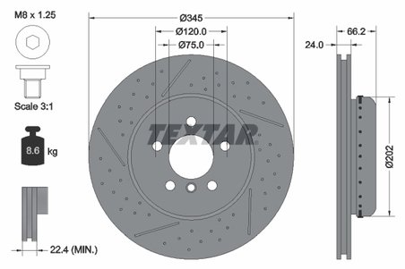 DISC FRANA TEXTAR 92265525 - Compatibil cu BMW