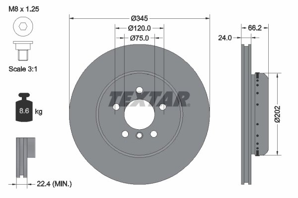 DISC FRANA TEXTAR 92265625 - Compatibil cu BMW