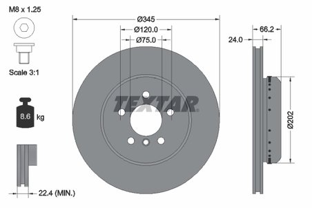 DISC FRANA TEXTAR 92265625 - Compatibil cu BMW
