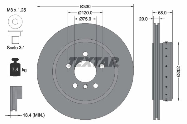 DISC FRANA TEXTAR 92265925 - Compatibil cu BMW, BMW (BRILLIANCE)