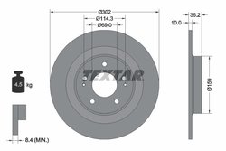 DISC FRANA TEXTAR 92267403 - Compatibil cu CITROEN, MITSUBISHI, MITSUBISHI (GAC), PEUGEOT