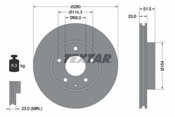 DISC FRANA TEXTAR 92267503 - Compatibil cu MAZDA, MAZDA (CHANGAN)