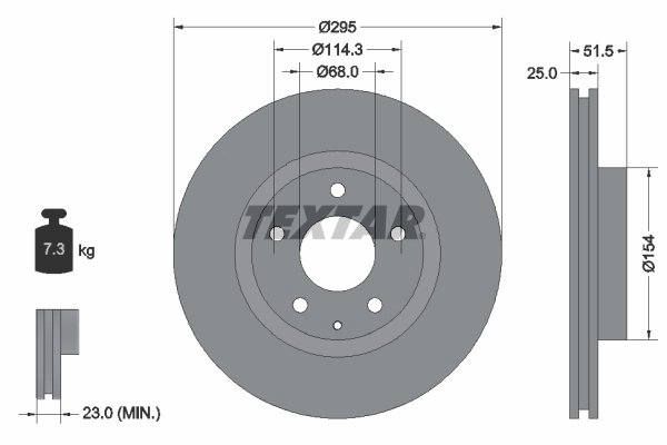 DISC FRANA TEXTAR 92267603 - Compatibil cu MAZDA, MAZDA (CHANGAN)