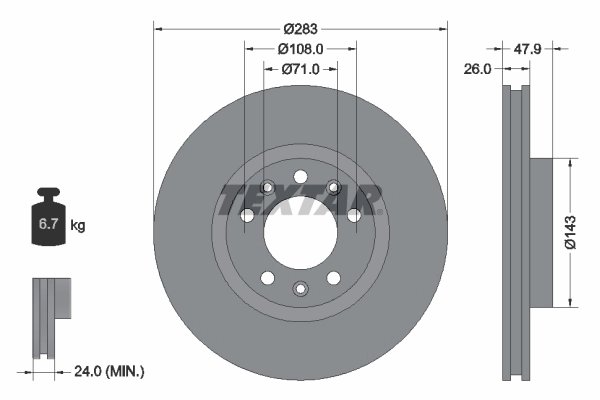 DISC FRANA TEXTAR 92267903 - Compatibil cu OPEL, PEUGEOT, PEUGEOT (DF-PSA), VAUXHALL