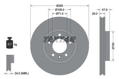 DISC FRANA TEXTAR 92267903 - Compatibil cu OPEL, PEUGEOT, PEUGEOT (DF-PSA), VAUXHALL