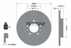 DISC FRANA TEXTAR 92268003 - Compatibil cu CITROEN, CITROEN (DF-PSA), DS, FIAT, OPEL, PEUGEOT, PEUGEOT (DF-PSA), TOYOTA, VAUXHAL