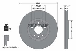 DISC FRANA TEXTAR 92268103 - Compatibil cu PEUGEOT