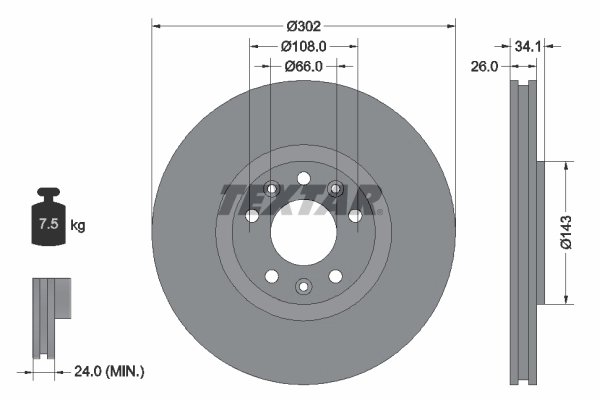 DISC FRANA TEXTAR 92268103 - Compatibil cu PEUGEOT
