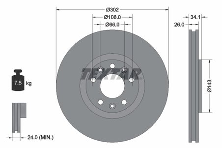 DISC FRANA TEXTAR 92268103 - Compatibil cu PEUGEOT
