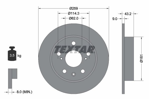 DISC FRANA TEXTAR 92268403 - Compatibil cu MG (SAIC), SUZUKI, SUZUKI (CHANGAN)