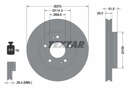 DISC FRANA TEXTAR 92270803 - Compatibil cu MITSUBISHI