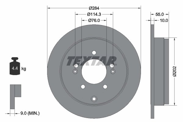 DISC FRANA TEXTAR 92271003 - Compatibil cu HYUNDAI, KIA