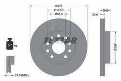 DISC FRANA TEXTAR 92271905 - Compatibil cu AUDI, SEAT, SKODA, VW, VW (FAW), VW (SVW)