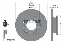 DISC FRANA TEXTAR 92273903 - Compatibil cu FORD, FORD (JMC), FORD AUSTRALIA