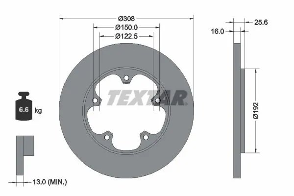 DISC FRANA TEXTAR 92274103 - Compatibil cu FORD, FORD AUSTRALIA