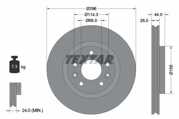 DISC FRANA TEXTAR 92274203 - Compatibil cu NISSAN, RENAULT, SAMSUNG