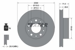 DISC FRANA TEXTAR 92275003 - Compatibil cu CITROEN, FIAT, OPEL, PEUGEOT, VAUXHALL