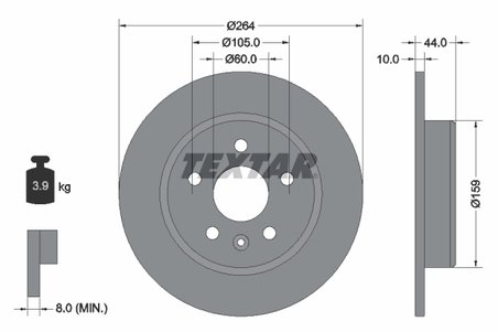 DISC FRANA TEXTAR 92275303 - Compatibil cu BUICK (SGM), CHEVROLET, CHEVROLET (SGM), HOLDEN, OPEL, VAUXHALL