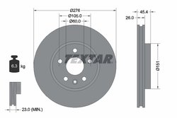 DISC FRANA TEXTAR 92277103 - Compatibil cu BUICK (SGM), CHEVROLET, HOLDEN, OPEL, VAUXHALL