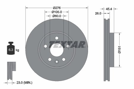 DISC FRANA TEXTAR 92277103 - Compatibil cu BUICK (SGM), CHEVROLET, HOLDEN, OPEL, VAUXHALL