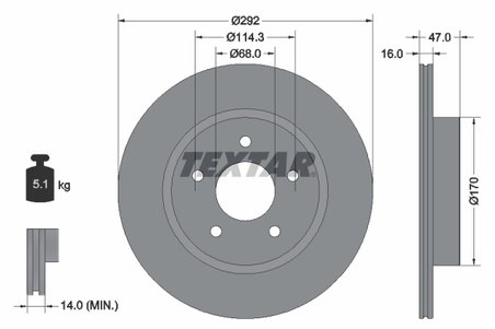 DISC FRANA TEXTAR 92278103 - Compatibil cu NISSAN, NISSAN (DFAC), RENAULT, RENAULT (DFAC), SAMSUNG