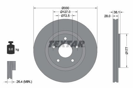 DISC FRANA TEXTAR 92278905 - Compatibil cu CHRYSLER, DODGE, FIAT, LANCIA, VW