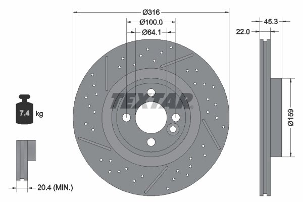 DISC FRANA TEXTAR 92279105 - Compatibil cu MINI