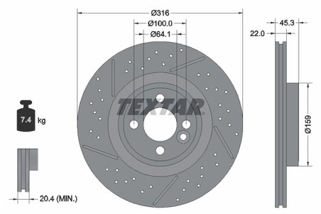 DISC FRANA TEXTAR 92279105 - Compatibil cu MINI