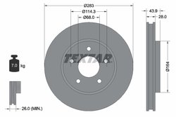 DISC FRANA TEXTAR 92280103 - Compatibil cu CHEVROLET, NISSAN, NISSAN (DFAC), SUZUKI