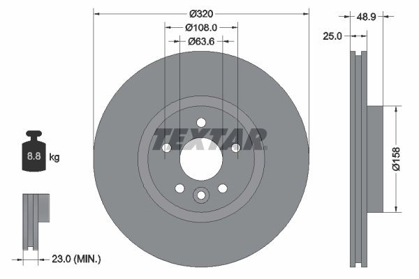 DISC FRANA TEXTAR 92282105 - Compatibil cu FORD, FORD AUSTRALIA, LINCOLN, VOLVO