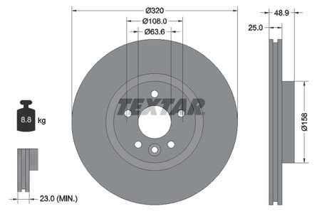 DISC FRANA TEXTAR 92282105 - Compatibil cu FORD, FORD AUSTRALIA, LINCOLN, VOLVO