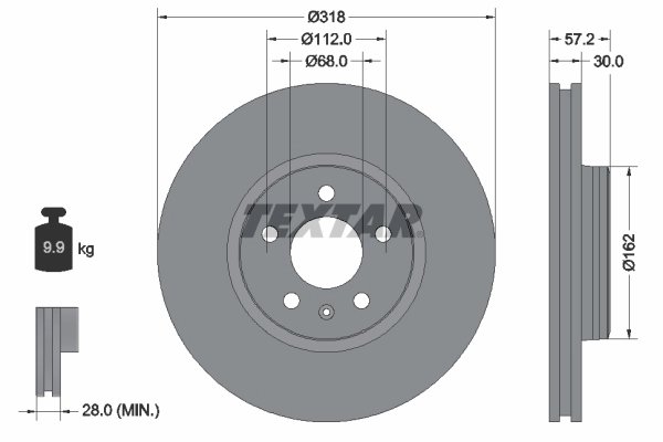 DISC FRANA TEXTAR 92282705 - Compatibil cu AUDI