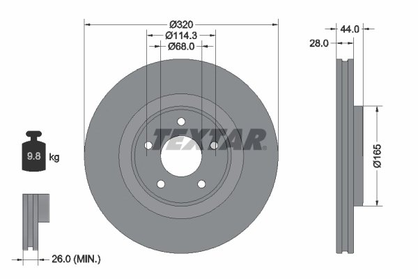 DISC FRANA TEXTAR 92283503 - Compatibil cu NISSAN, RENAULT, SAMSUNG