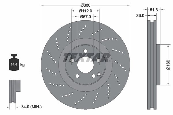 DISC FRANA TEXTAR 92283905 - Compatibil cu MERCEDES-BENZ