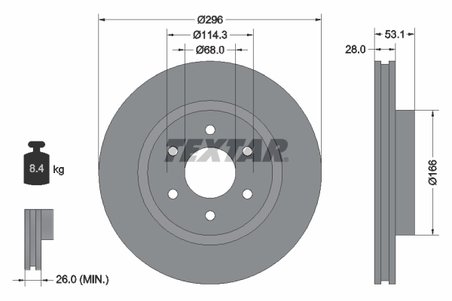 DISC FRANA TEXTAR 92285803 - Compatibil cu NISSAN, NISSAN (ZHENGZHOU), RENAULT