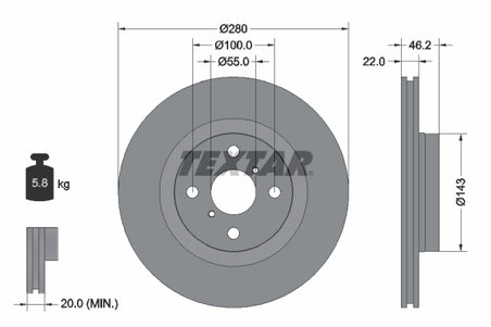 DISC FRANA TEXTAR 92287603 - Compatibil cu TOYOTA