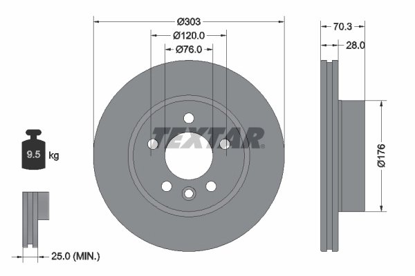 DISC FRANA TEXTAR 92288403 - Compatibil cu MAN, VW