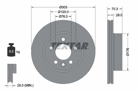 DISC FRANA TEXTAR 92288403 - Compatibil cu MAN, VW