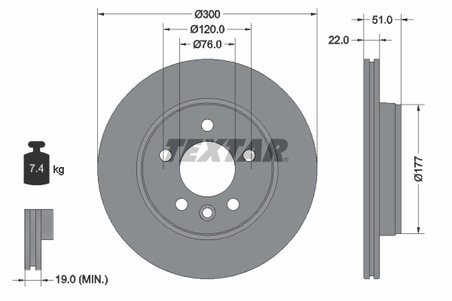 DISC FRANA TEXTAR 92288503 - Compatibil cu MAN, VW