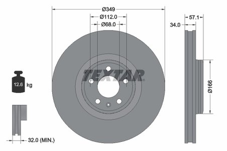 DISC FRANA TEXTAR 92289305 - Compatibil cu AUDI, AUDI (FAW), VW