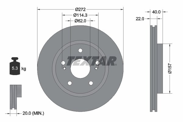 DISC FRANA TEXTAR 92289403 - Compatibil cu MARUTI SUZUKI, PROTON, SUZUKI