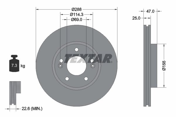DISC FRANA TEXTAR 92290503 - Compatibil cu HYUNDAI, KIA