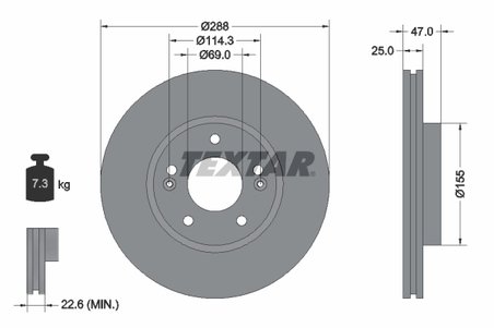 DISC FRANA TEXTAR 92290503 - Compatibil cu HYUNDAI, KIA