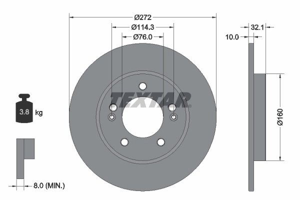 DISC FRANA TEXTAR 92291703 - Compatibil cu HYUNDAI, KIA